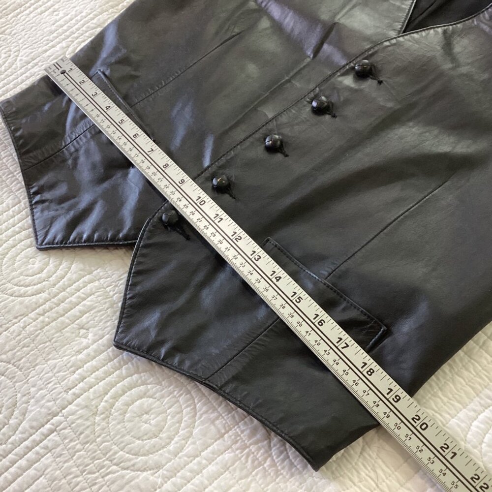 Vintage Diamond Leathers  Black Leather Mens Western Vest Size 42 Biker Jacket - Picture 7 of 13